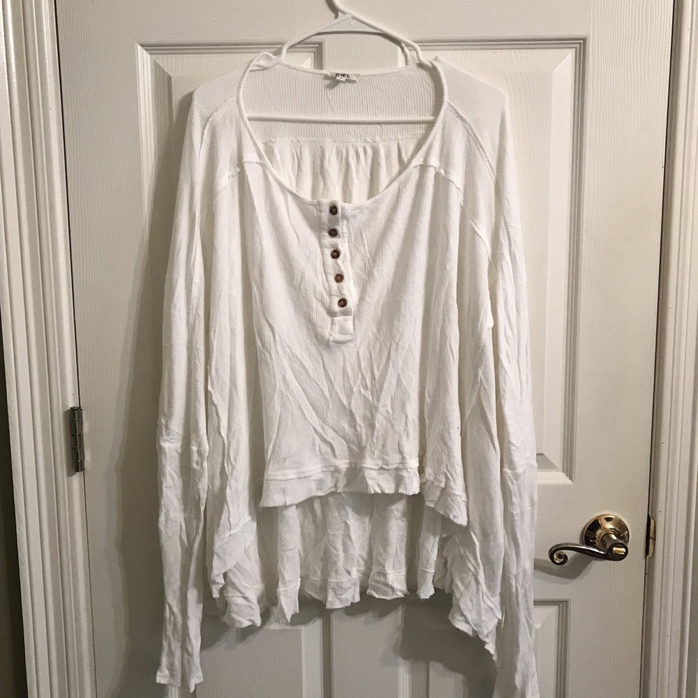 Oversized Waffle Weave Comfy Shirt — High - Low